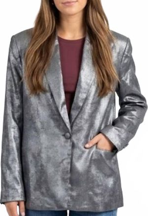 Elan Glitzy Blazer Jacket In Silver