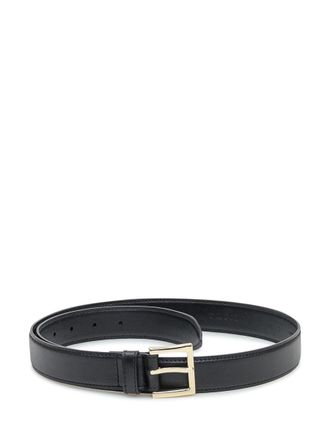 Orciani Orciani Black Leather Belt With Gold Buckle