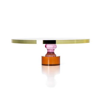 Bazar Bizar Plato para tarta de vidrio multicolor 32,8x32,8x10,8 cm