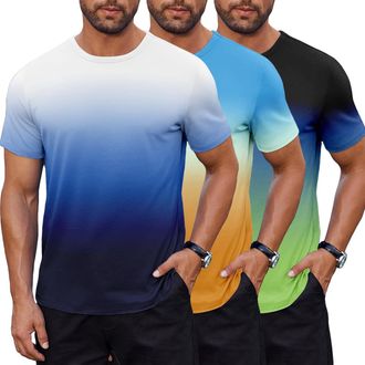 Generic Mens 3/5/10 Pack Cradient Colour Tee Multipack Crew Neck Ombre T-Shirt Gift for Him Short Sleeve Top - Everyday/Summer Colours - XS to 5XL