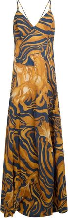 Alberta Ferretti Lange jurk met dunne bandjes - Dames - Jurken - Veelkleurig - Maat: XL Katoen
