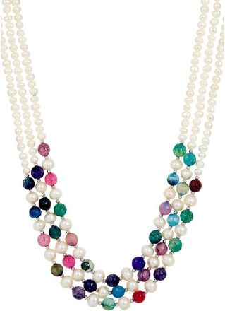 Savvy Cie Jewels Silver 4-8Mm Pearl Multi-Layered Necklace
