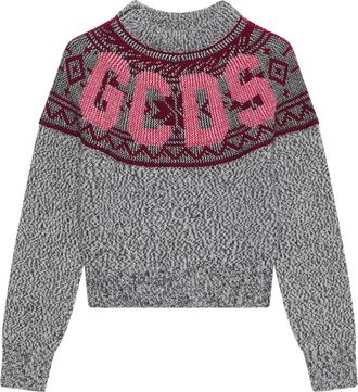 GCDS Snow Sweater - Dames - Ronde hals truien - Grijs - XS - Wol - Truien & Vesten