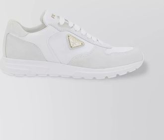 Prada contemporary leather sneakers with notched platform