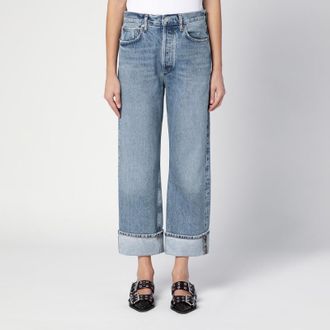 A Gold E Light blue Fran jeans in organic denim with turn-ups