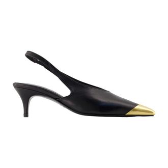 Anine Bing Schoenen, Dames, Zwart, 38 EU, Leer, Nelly Slingbacks met Metalen Neus