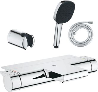GROHE Pack Mezclador Termost&aacute;tico Para Ba&ntilde;o Y Ducha Grohe Grohtherm 2000 + Teleducha Grohe Comfort110 De 2 Chorros + Flexo De 1750 Mm Y Soporte