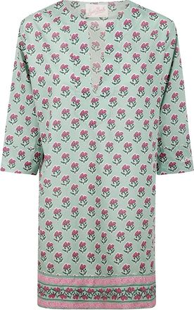 MC2 Saint Barth Caftano in cotone a fiori - Verde