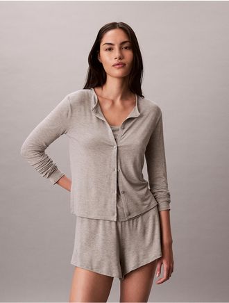 Calvin Klein Womens Ultra Soft Modal Cardigan - Grey - XL