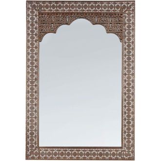 Beliani Specchio da Muro Rettangolare Medio Orientale rame 60 x 90 cm Pali