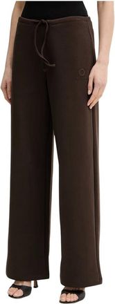Trussardi Broeken, Dames, Bruin, S, Katoen, Wide-leg Drawstring Track Pants