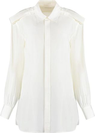 Burberry Zijden Blouse - Dames - Overhemden - Wit - XS - Overhemden