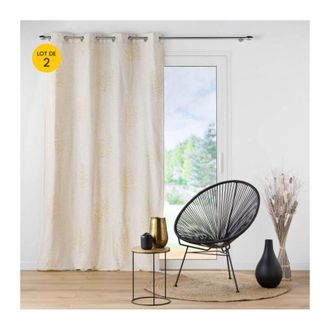 Douceur D'intérieur, Paire De Voilages Passe-Tringle (2 X 70 X 200 C) Linahe Blanc, Voile Sablé