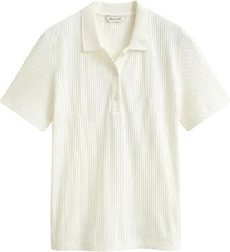 GANT Polo met ribstructuur - Dames - Polos - Wit - L - Tops