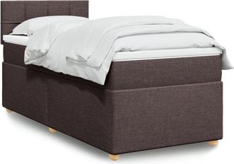 vidaXL Cama Box Spring Con Colch&oacute;n Tela Marr&oacute;n Oscuro 100x200 Cm Vidaxl