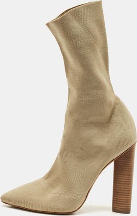 Yeezy by Kanye West Yeezy Season 2 Beige Knit Fabric Sock Ankle Length Boots