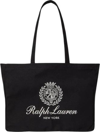 Polo Ralph Lauren Crest-Embroidered Canvas Tote - Heren - Shoppers - Zwart - ONE Size - Katoen - Tassen
