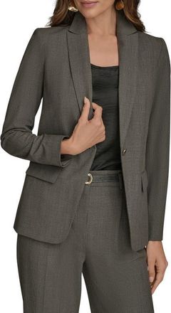 DKNY Plaid One-Button Blazer in Dark Mineral Multi at Nordstrom, Size 10