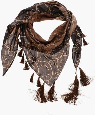 Dsquared2 Foulard In Seta a Fantasia con Frange taglia Unica