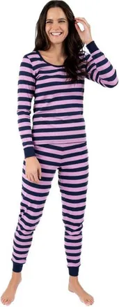 Leveret Womens Cotton Striped Matching Family Pajamas in Purple & Navy at Nordstrom, Size X-Small