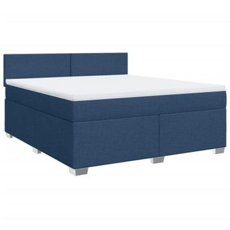 vidaXL Cama Box Spring Con Colch&oacute;n Tela Azul 180x200 Cm Vidaxl