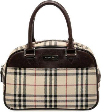 Burberry Pre-owned Handbags, female, Brown, Size: ONE SIZE Pre-owned Carry All Top Handle Bag