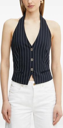 Fracomina Top gessato con bottoni - Blu