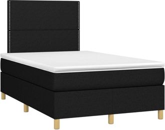 vidaXL Cama Box Spring Con Colch&oacute;n Y Luces Led Tela Negro 120x190 Cm Vidaxl