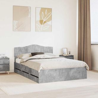 vidaXL Estructura De Cama Gris Concreto 140 X 190 Cm Madera Ingenieril Vidaxl