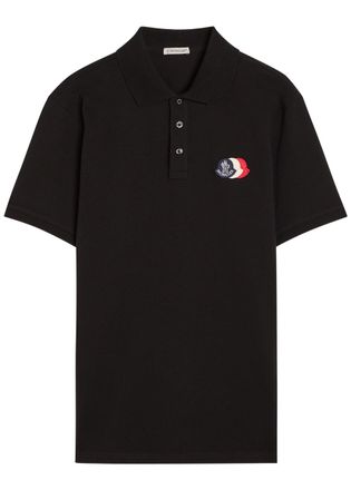 Moncler Logo-appliqu&eacute;d Piqu&eacute; Cotton Polo Shirt - Black - Xxl
