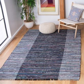 Safavieh Rag Rug Machine Made Area rug, Grey / Black Bohemian Style Easy Care