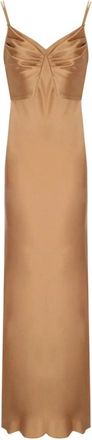 Elisabetta Franchi Red Carpet Satin Dress - Dames - Maxi kleedjes - Beige - M - Polyester - Kleedjes