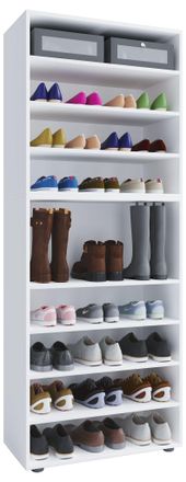 ebuy24 Ebuy24 - Estante De Zapato De Madera Vcm Dimensiones: Al. 183 X An. 70 X P. 37 Cm Armario Multiusos 9 Compartimentos Sin Puertas - Lona (blanco)