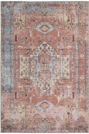 Kukoon Terracotta Distressed Aztec Geometric Non Slip Washable Low Pile Rug | Size: 240 cm x 330 cm