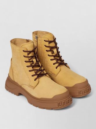 Fendi nabuk boots chunky sole round toe