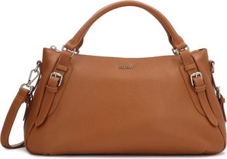 Kazar Tassen, Dames, Bruin, ONE Size, Leer, Lichtbruine leren handtas met handvatten en zilveren details