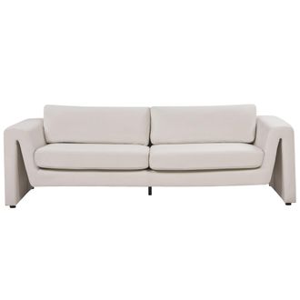 Beliani Sof&aacute; Moderno 3 Plazas Respaldo Acolchado Terciopelo Reposabrazos Beige Maunu