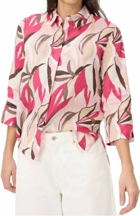 Brax Vicki Linen Button-Down Blouse In Raspberry Sorbet