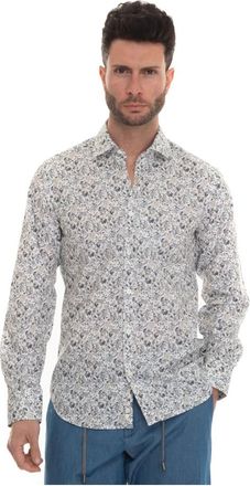 Canali Minnows Fantasy Lange Mouw Katoenen Overhemd - Heren - Casual Overhemden - Grijs - 3XL - Katoen - Overhemden