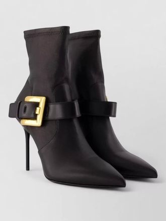 Balmain anthem patent lambskin ankle boots stiletto