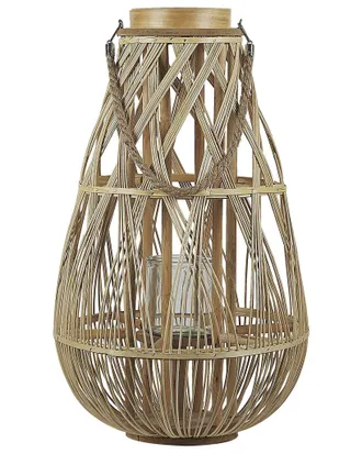 Beliani Lanterna In Legno Chiaro 56 Cm Tonga