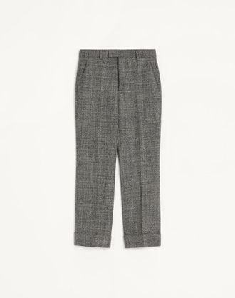 Valentino Pantalone Valentino In Lana Moulin&egrave; Con Risvolto Uomo BIANCO/ NERO 44