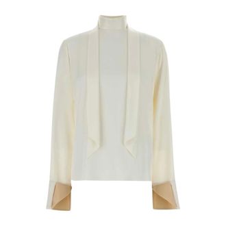 Stella McCartney Overhemden, Dames, Wit, S, Satijn, Satijnen Blouse
