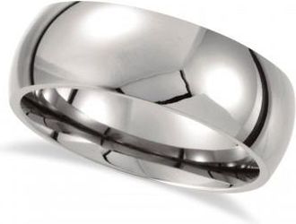 Allurez Mens Shiny Domed Titanium Wedding Ring Band (8mm)