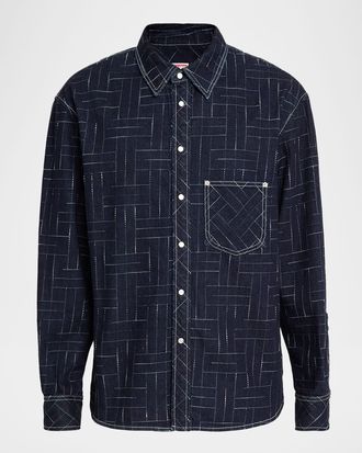 Kenzo Mens Weave Japanese Denim Overshirt