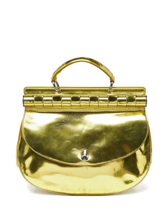 Versace patent-leather top-handle tote bag - women - Patent Leather/Suede - One Size - Yellow