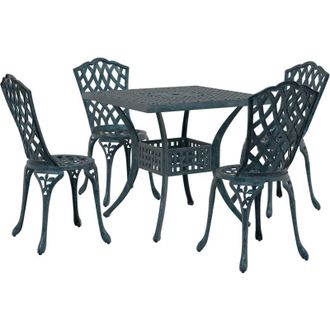 vidaXL Conjunto De Comedor De Jard&iacute;n De 5 Piezas Vidaxl Verde De Aluminio Fundido