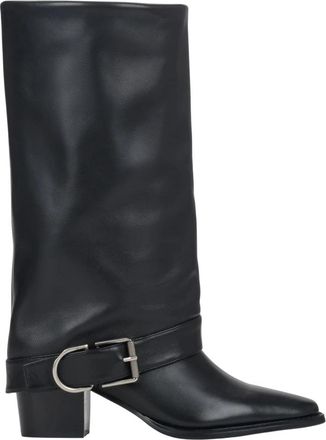 Estro & Luminara Hoge Cowboylaarzen met Gesp - Dames - Cowboylaarzen - Zwart - 38 EU - Leer - Schoenen