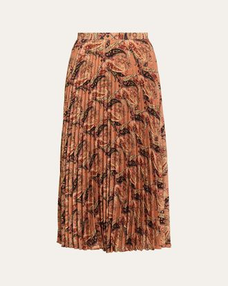 Etro Pleated Paisley Maxi Skirt