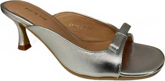 All Black Womens Little Bow Mule Sandals In Silver